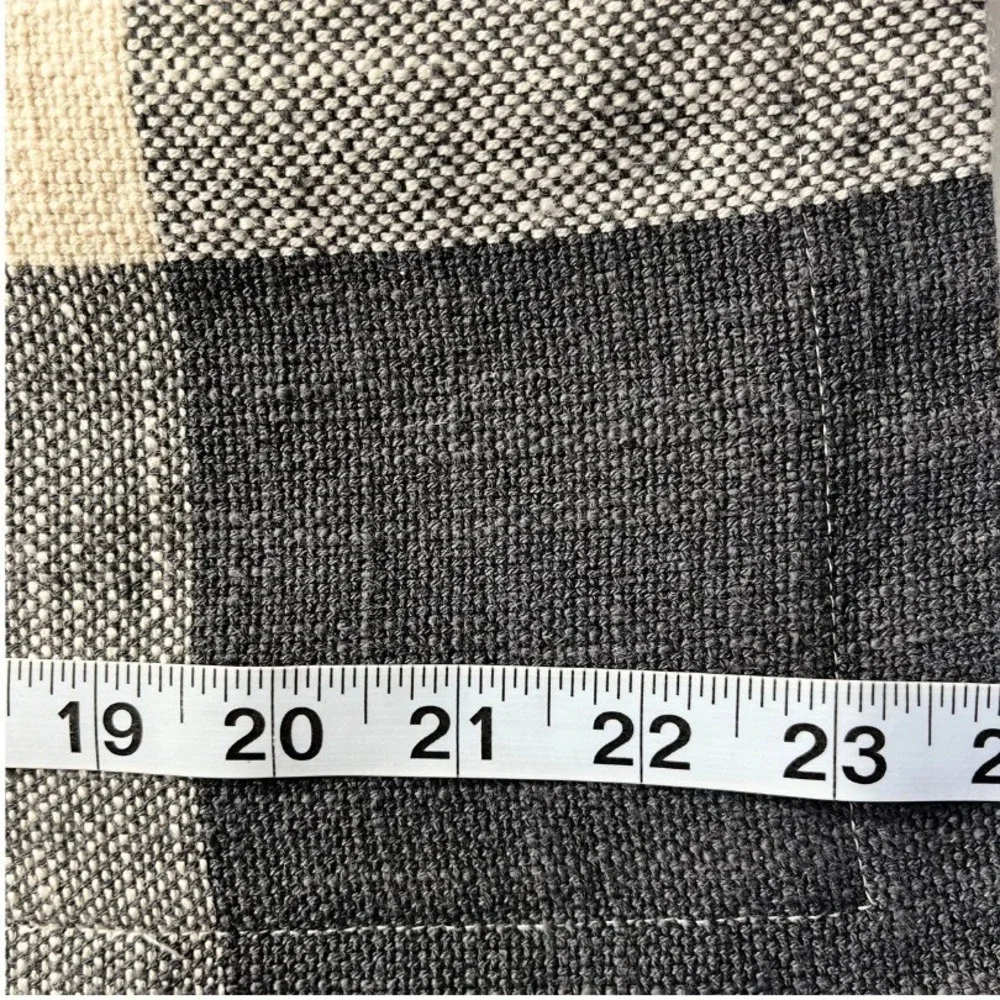 Pottery Barn Buffalo Check Cotton Euro Pillow Cover 26x25 Charcoal Grey Cream